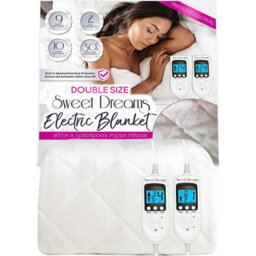 Sweet Dreams Electric Blanket Double Size - Plush Fleece Quilted - 10 Timer & 9 Heat Settings - Overheat Protection - thumbnail 1