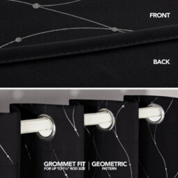 Deconovo Dotted Line Foil Printed Blackout Thermal Curtains Eyelet Room Darkening Curtains For Bedroom 66 X 90 Inch Black 2 Panels - thumbnail 5