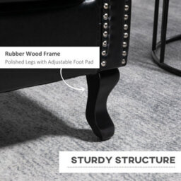 Homcom Chesterfield-Style Wing Back Armchair Tufted Accent Chair Black - thumbnail 6