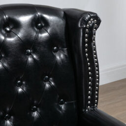 Homcom Chesterfield-Style Wing Back Armchair Tufted Accent Chair Black - thumbnail 7