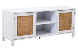 Orsina Functional White Wood Media Unit, Multi Pupose Sideboard Media Unit, Optimal Dimensions Tv Cabinets - thumbnail 1