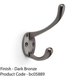 Loops Solid Brass Victorian Hat & Coat Hook - Wall Mounted Holder - Dark Bronze - thumbnail 2