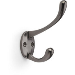 Loops Solid Brass Victorian Hat & Coat Hook - Wall Mounted Holder - Dark Bronze - thumbnail 1
