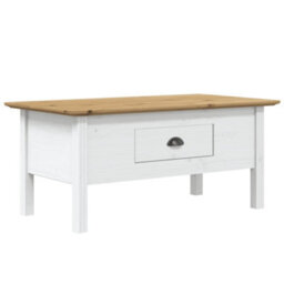 Berkfield Coffee Table Bodo White And Brown 100X55X45 Cm Solid Wood Pine - thumbnail 2