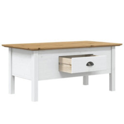 Berkfield Coffee Table Bodo White And Brown 100X55X45 Cm Solid Wood Pine - thumbnail 4