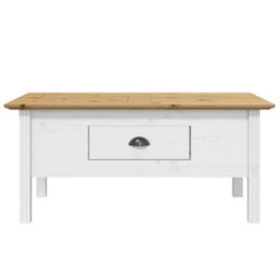Berkfield Coffee Table Bodo White And Brown 100X55X45 Cm Solid Wood Pine - thumbnail 3