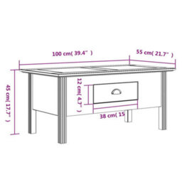 Berkfield Coffee Table Bodo White And Brown 100X55X45 Cm Solid Wood Pine - thumbnail 8