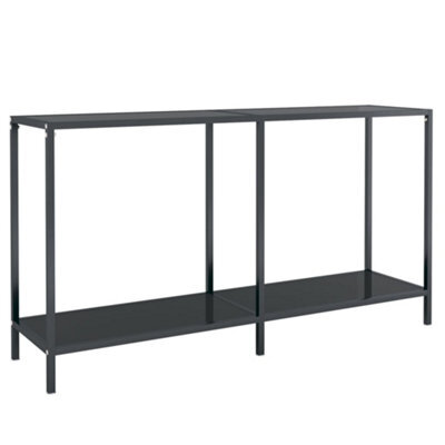 Berkfield Stylish Console Table Black 140X35X75.5 Cm Tempered Glass - image 1