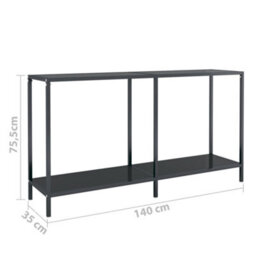 Berkfield Stylish Console Table Black 140X35X75.5 Cm Tempered Glass - thumbnail 7