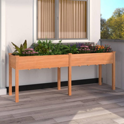 Berkfield Planter With Liner Brown 203X53X76 Cm Solid Wood Fir - image 1