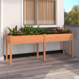 Berkfield Planter With Liner Brown 203X53X76 Cm Solid Wood Fir