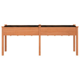 Berkfield Planter With Liner Brown 203X53X76 Cm Solid Wood Fir - thumbnail 4