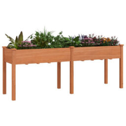 Berkfield Planter With Liner Brown 203X53X76 Cm Solid Wood Fir - thumbnail 3