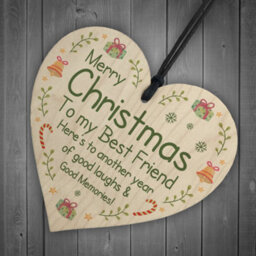 Red Ocean Friendship Keepsake Christmas Gifts For Best Friend Wood Heart Gift For Friend Tree Decoration Gifts - thumbnail 6
