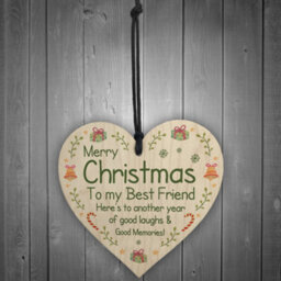 Red Ocean Friendship Keepsake Christmas Gifts For Best Friend Wood Heart Gift For Friend Tree Decoration Gifts - thumbnail 2