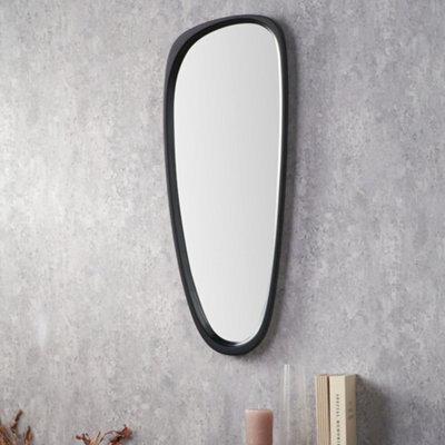 Pacific Lifestyle Teardrop Wall Mirror Black Wood Veneer 90Cm Mid Century Modern - image 1
