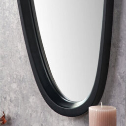 Pacific Lifestyle Teardrop Wall Mirror Black Wood Veneer 90Cm Mid Century Modern - thumbnail 5
