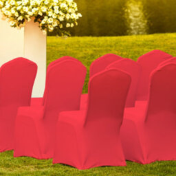 Neel Blue 10Pcs Spandex Polyester Stretch Chair Cover, Washable & Removable Slipcovers - Red - thumbnail 7