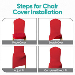 Neel Blue 10Pcs Spandex Polyester Stretch Chair Cover, Washable & Removable Slipcovers - Red - thumbnail 5