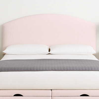 "Urban Textures - Orla Luxury 26"" High Boucle Fabric Upholstered Curved Headboard - Pink" - image 1