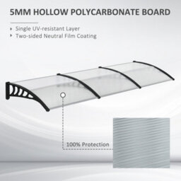 Outsunny Door Canopy Outdoor Awning Rain Shelter For Window Porch 303X96 Clear - thumbnail 4