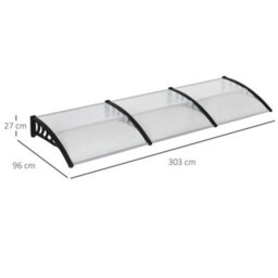Outsunny Door Canopy Outdoor Awning Rain Shelter For Window Porch 303X96 Clear - thumbnail 3