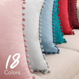Deconovo 2 Set Poms Crushed Velvet Cushion Covers 50Cm X 50Cm Pillowcases For Sofa With Invisible Zipper 20X20 Inches Baby Grey - thumbnail 4