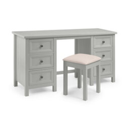 Julian Bowen Maine Dove Grey Dressing Stool With Ivory Padded Seat, Wood, Height: 48 X Width: 41 X Depth: 35Cm - thumbnail 3