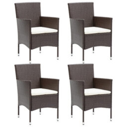 Garden Dining Chairs 4 Pcs Poly Rattan Brown - thumbnail 1