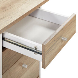 Beliani Home Office Computer Desk 140 X 60 Cm - Light Wood Top With White Frame And 5 Drawers - thumbnail 7