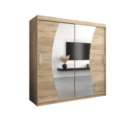 Arte Wave Contemporary 2 Mirrored Sliding Door Wardrobe 9 Shelves 2 Rails Oak Sonoma Effect (H)2000mm (W)2000mm (D)620mm - thumbnail 1