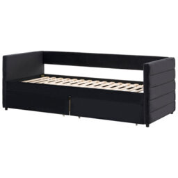 Wyld And Coco Black Velvet Daybed 90 X 200Cm Eu Single With Frame Drawers - thumbnail 5