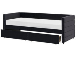 Wyld And Coco Black Velvet Daybed 90 X 200Cm Eu Single With Frame Drawers - thumbnail 3