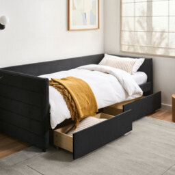 Wyld And Coco Black Velvet Daybed 90 X 200Cm Eu Single With Frame Drawers - thumbnail 2
