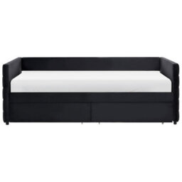 Wyld And Coco Black Velvet Daybed 90 X 200Cm Eu Single With Frame Drawers - thumbnail 1