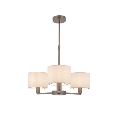 Anson Lighting Donovan Antique Bronze And Marble Faux Silk Shade 3 Light Ceiling Pendant - image 1