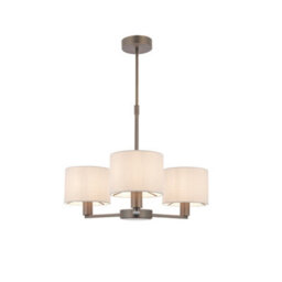 Luminosa Lighting Luminosa Daley 3 Light Multi Arm Pendant Light Antique Bronze Plate Marble Fabric