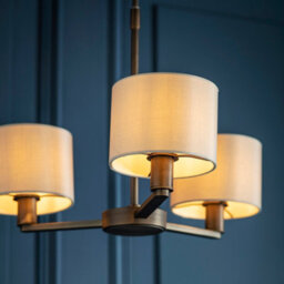 Anson Lighting Donovan Antique Bronze And Marble Faux Silk Shade 3 Light Ceiling Pendant - thumbnail 3