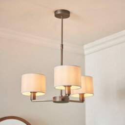 Anson Lighting Donovan Antique Bronze And Marble Faux Silk Shade 3 Light Ceiling Pendant - thumbnail 4