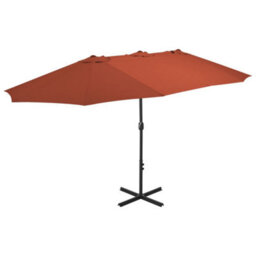 Berkfield Durable Outdoor Parasol With Aluminium Pole 460X270 Cm Terracotta - thumbnail 2