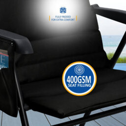 Sunmer Set Of 2 High Back Folding Padded Deck Chairs With 5 Reclining Positions - Black - thumbnail 5