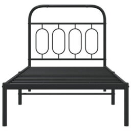 Berkfield Metal Bed Frame Without Mattress With Headboard Black 90X190Cm - thumbnail 4