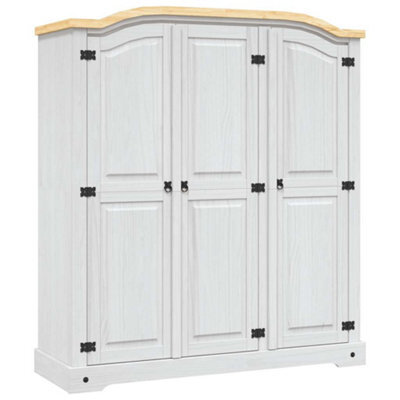Vidaxl Wardrobe Mexican Pine Corona Range 3 Doors White Wardrobes - image 1