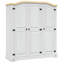 Vidaxl Wardrobe Mexican Pine Corona Range 3 Doors White Wardrobes - thumbnail 1