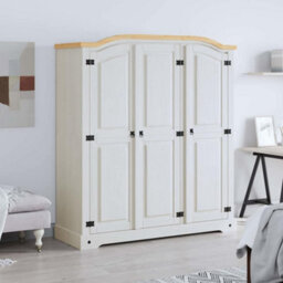 Vidaxl Wardrobe Mexican Pine Corona Range 3 Doors White Wardrobes - thumbnail 2