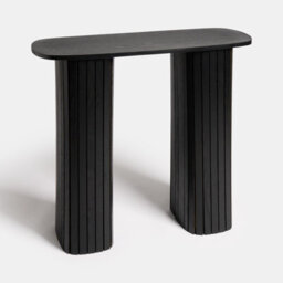 Ohs Madison Console Table Ribbed Engineered Wood Entryway Display Desk, Black - thumbnail 3