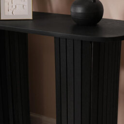 Ohs Madison Console Table Ribbed Engineered Wood Entryway Display Desk, Black - thumbnail 2
