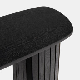 Ohs Madison Console Table Ribbed Engineered Wood Entryway Display Desk, Black - thumbnail 4