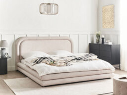 Beliani Bed Faux Linen Lavardens 180 X 200 Cm (Eu Super King) Light Beige - thumbnail 2