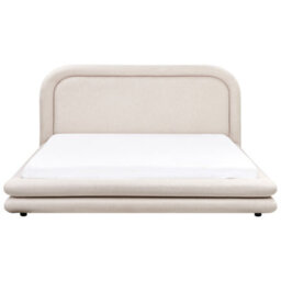 Beliani Bed Faux Linen Lavardens 180 X 200 Cm (Eu Super King) Light Beige - thumbnail 4